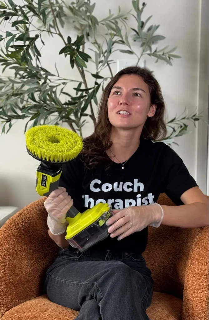 Certified upholstery cleaner ready to perform couch and chair cleaning service