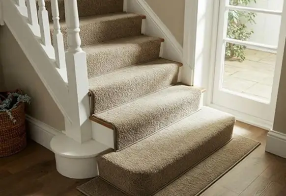 Stair carpet cleaning service to remove dirt and high traffic stains