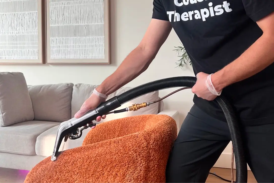 Professional upholstery cleaning service in Charlotte NC performing couch and sofa deep cleaning
